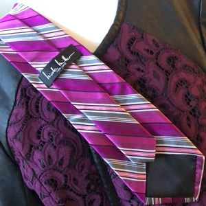 Nicole Miller, New York, Mens Necktie 100% silk - pink, black, purple and grey